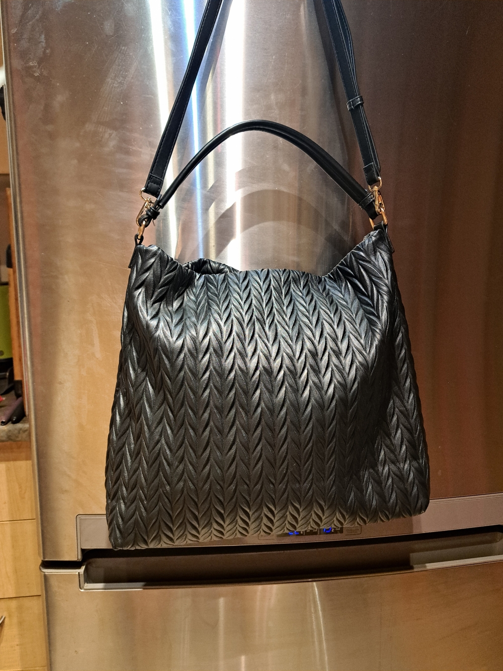 Urban Expressions Black Quilted Chevron Tote